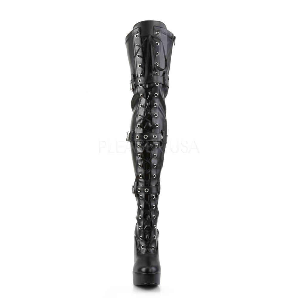 Pleaser - ELECTRA-3028 Plattform Overknee Stiefel - US 10 - 40 Shoes - Schwarz